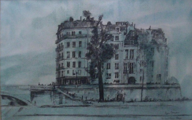 052c: Poppe Damave; I'le Saint Louise, Parijs; Houtskool tekening