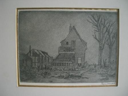 096: Poppe Damave; Huis van Familie Hazevoet, Oude Schalkwijkerweg; Ets