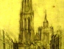 184, Wim Steijn, Kerk-Antwerpen, Houtskooltekening