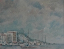 011c: Poppe Damave; Zicht op Haven; Aquarel