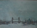 m020: Poppe Damave; Londen, Tower Bridge; Pen met krijt