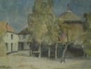 115: Roelof Klein; Boerderij met Hooiberg; Aquarel