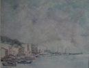 120, Poppe Damave, Havenzicht, Aquarel