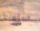 158, Poppe Damave, Havenzicht-Santander, Aquarel