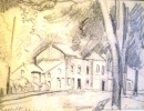 161, Roelof Klein, Huis met bomen Remonchamps-B, Houtskooltekening