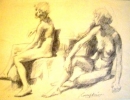 166, Roelof Klein, Twee-naakte-vrouwen, Pentekening